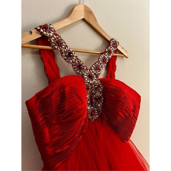 Sherri Hill Satin Tulle Embellished Party Dress Size 10 - Picture 4 of 11